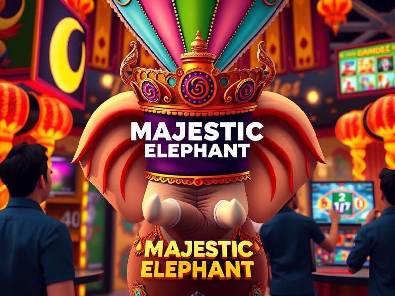 Pune Majestic Elephant game screenshot showing elephant character in vibrant Indian market
